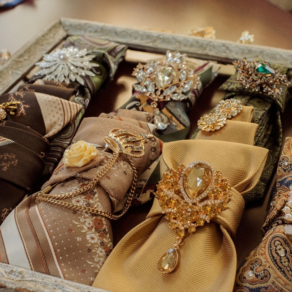 Statement Unisex Upcycled Necktie Interchangeable With Any Necklace, Handmade - Picture 4 of 8